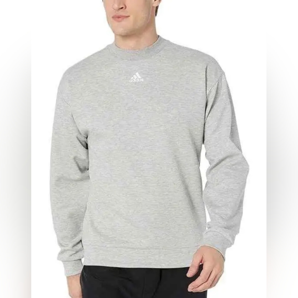 ADIDAS ESSENTIALS FLEECE SWEATSHIRT HEATHER GREY MEN'S SIZE XS BRAND NEW IN BAG